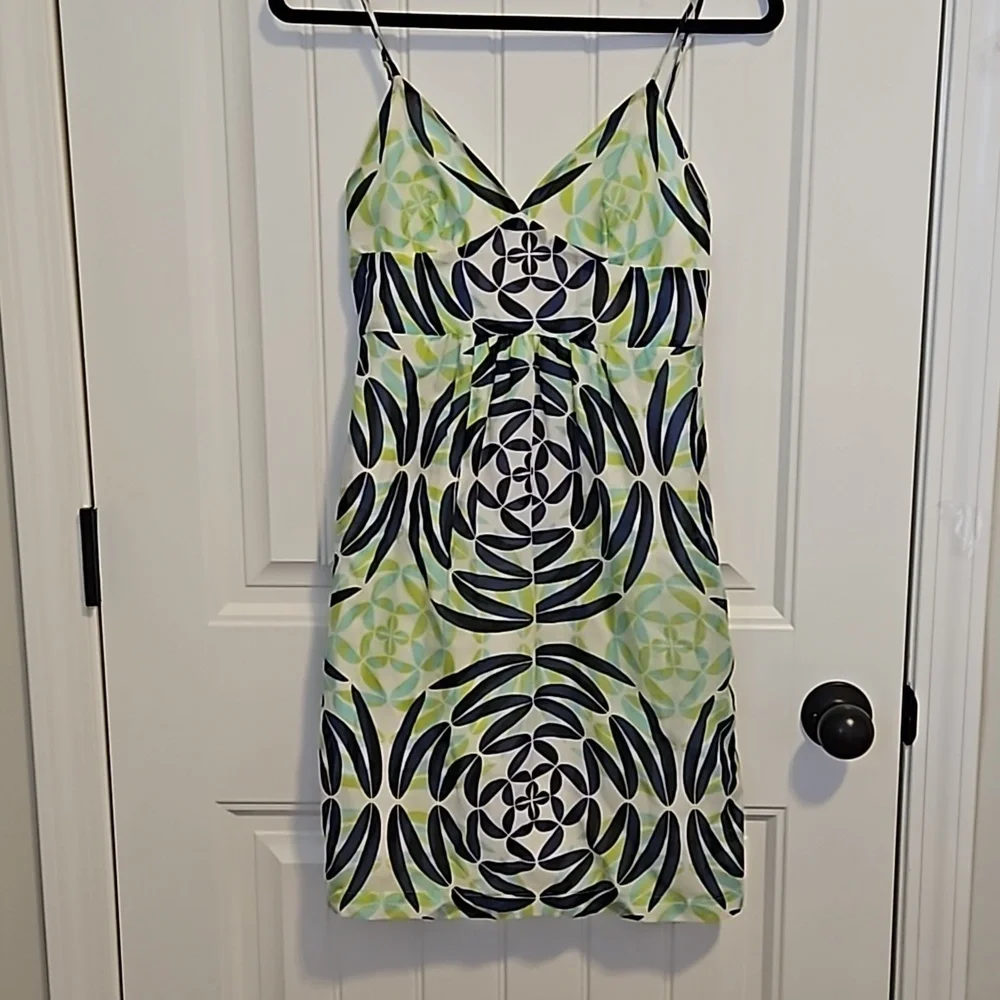 Blue and Green Print Mini Dress Size 5 - Picture 1 of 9